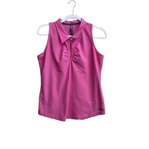 Lija Womens Pink Sleeveless Golf Polo Shirt Keyhole‎ Neck Size Large